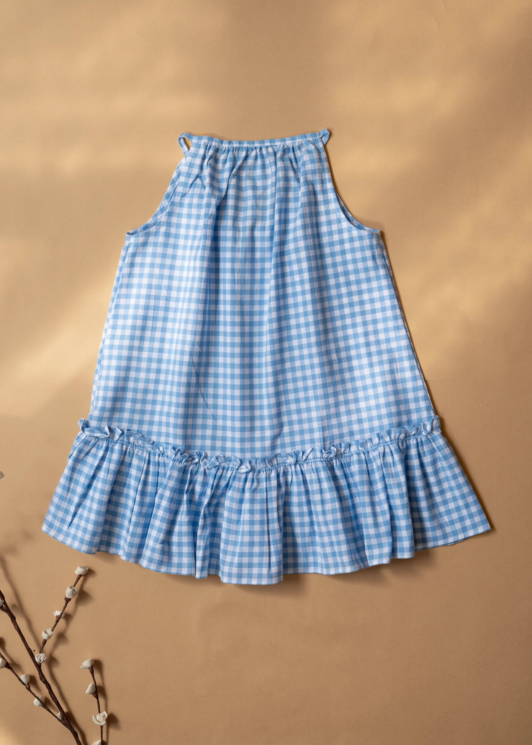 Sky Breeze Blue Check Summer Dress