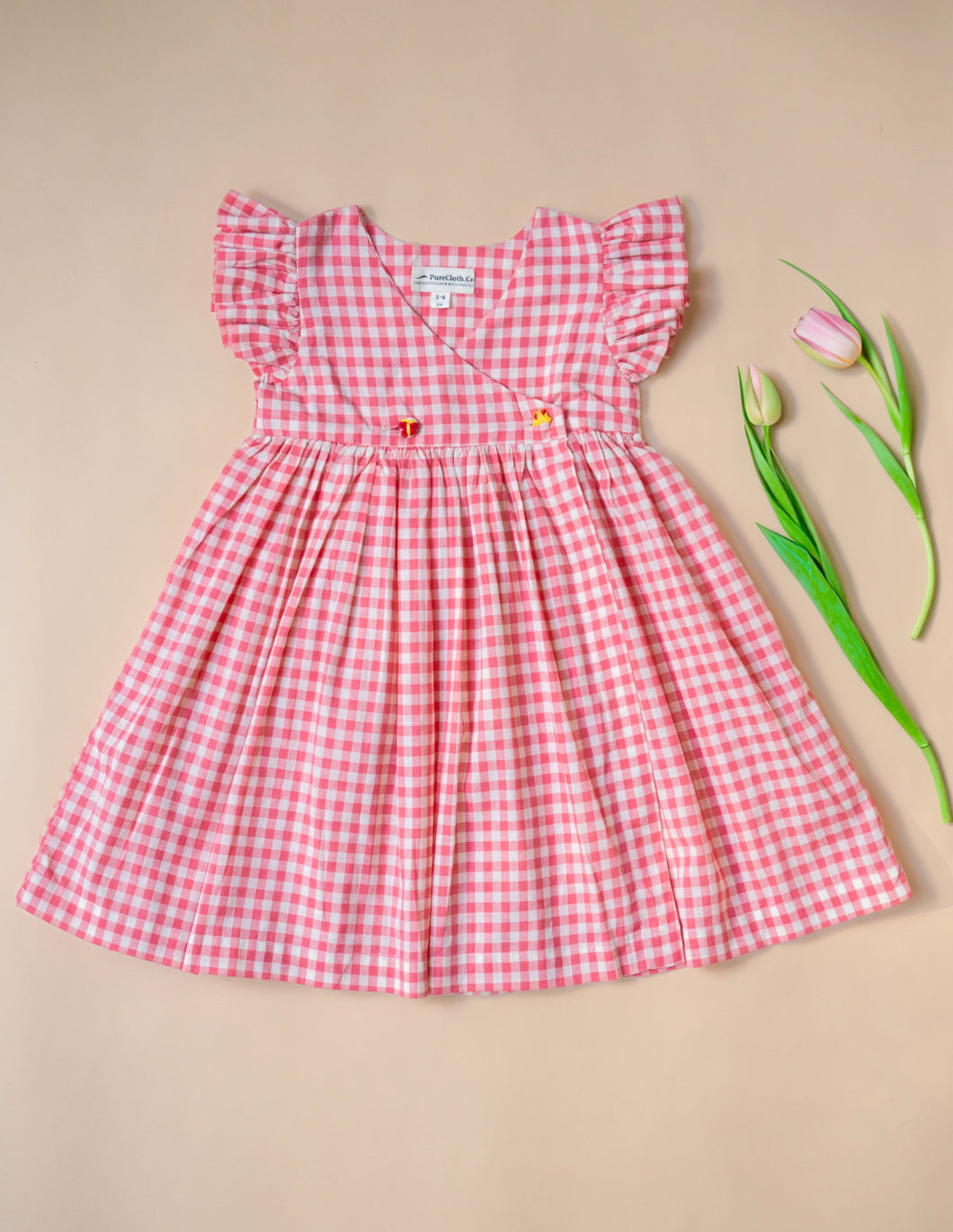 Blush Check Belle| Pink Check Wrap Dress