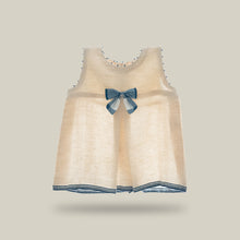 Load image into Gallery viewer, A beautiful white front inverted pleat and tiny handcrafted French knots running across shoulders.
